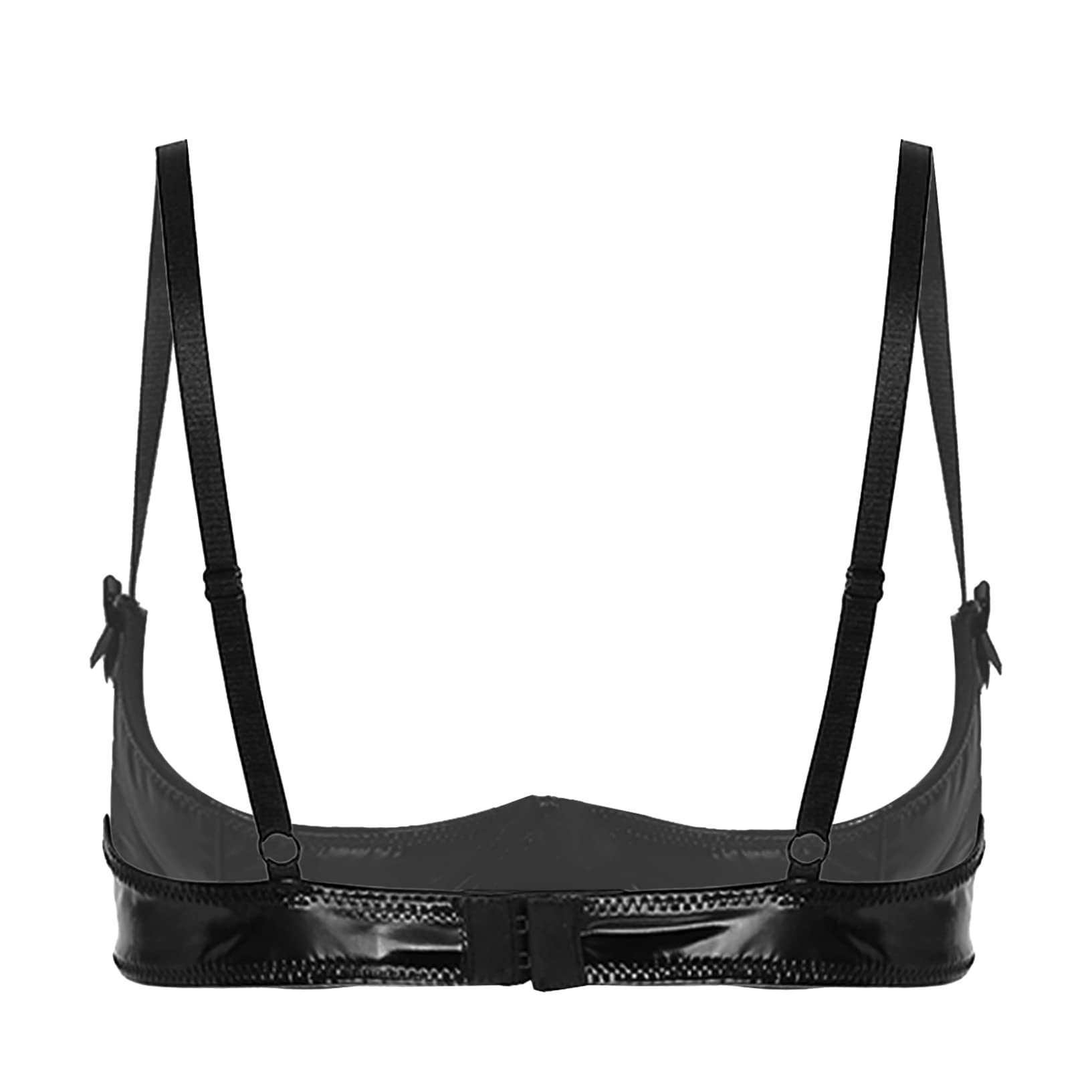 **Women's Glossy Patent Leather Balconette Bralette – 1/4 Cup Bowknot Shelf Bra, No Padding & Underwire – Perfect for Casual Wear, Lingerie Layering, and Special Occasions**