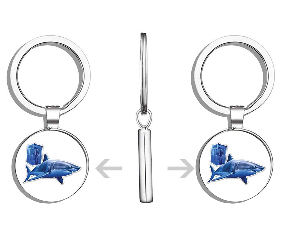 Premium Great White Shark Cage Diving Metal Keychain - Stainless Steel Round Key Ring for Adventure Enthusiasts - Perfect for Scuba Divers, Shark Lovers & Travel Souvenirs
