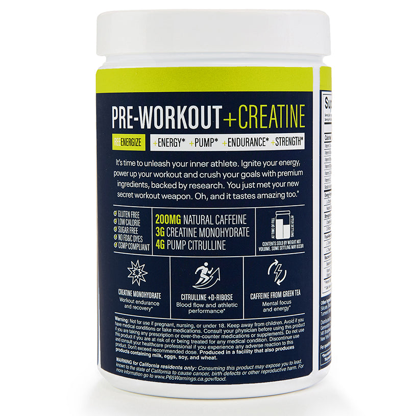 Reebok ReeEnergize Pre Workout Powder with Creatine - Boost Energy & Performance for Gym, Running & Fitness Training