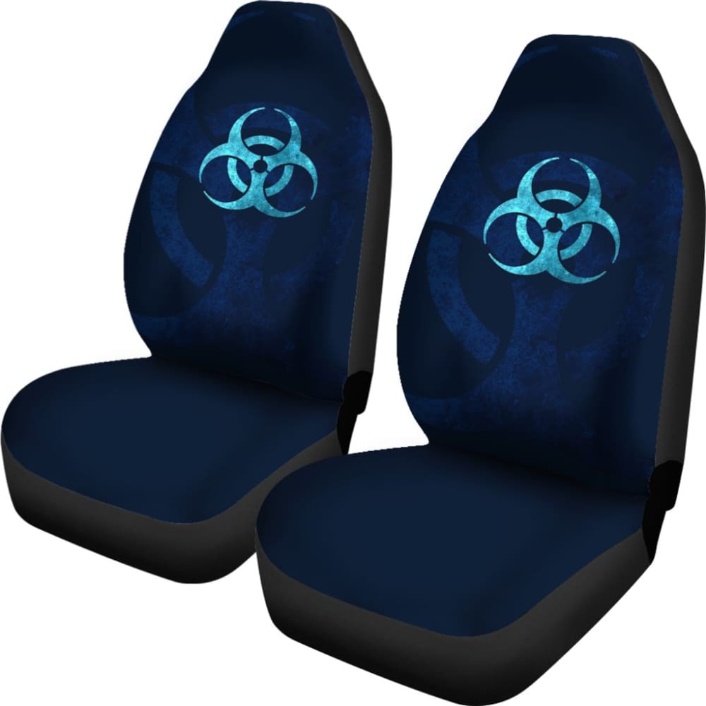 Premium Blue Biohazard Print Car Seat Covers - Universal Fit for Cars, Trucks & SUVs - Waterproof & Durable Protection - Perfect for Gamers, Halloween & Cosplay Enthusiasts