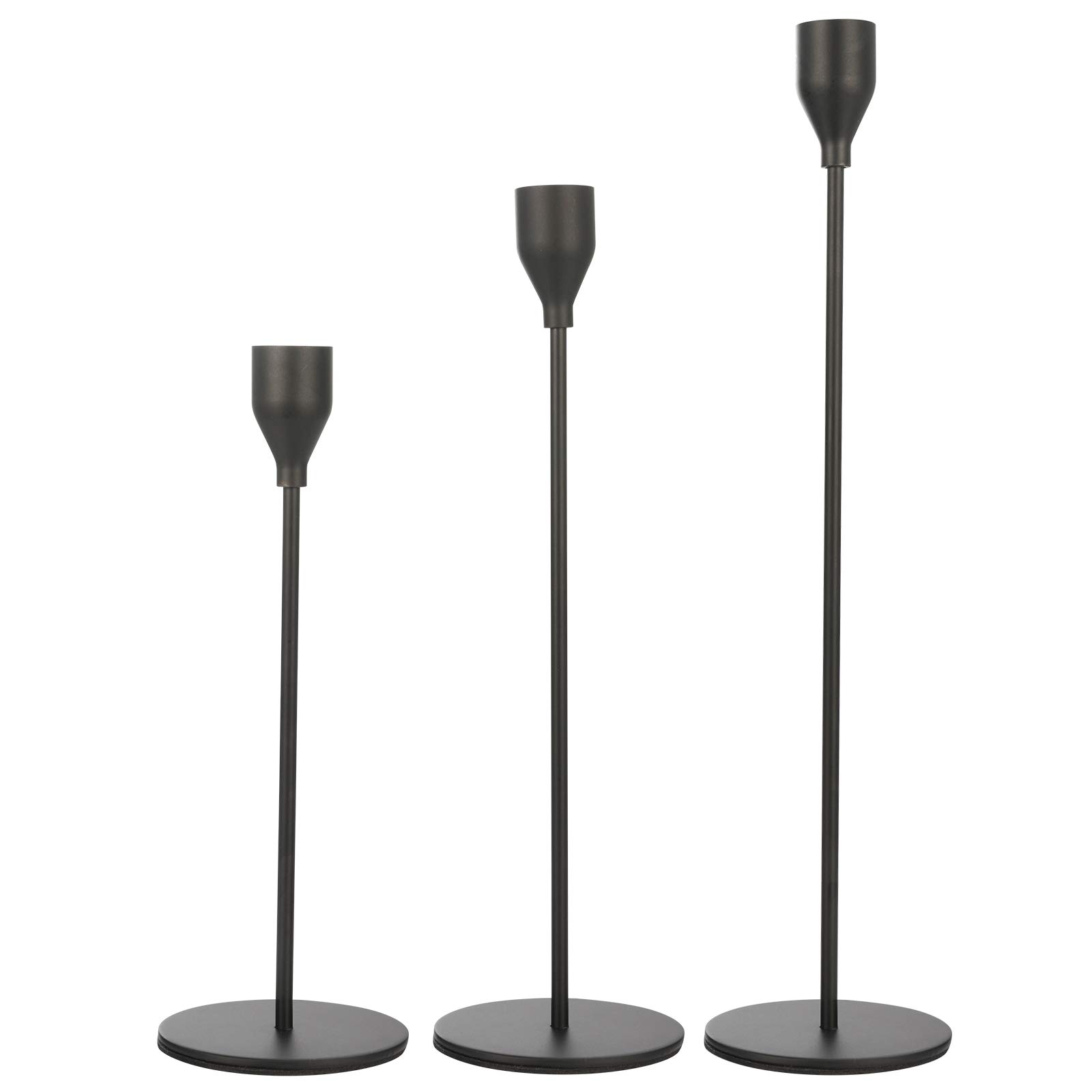 Anndason Set of 3 Black Taper Candle Holders - Elegant Decorative Candlesticks for Home Decor, Wedding Centerpieces, Dining Table, Party & Anniversary Decorations - Perfect for Romantic Dinners & Holiday Tablescapes