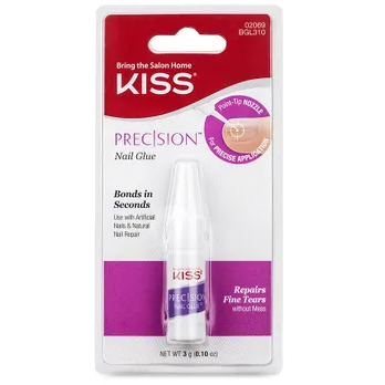 KISS PRECISION NAIL GLUE 0.10OZ (3g) - Professional Strength Fast Drying Adhesive for False Nails & Acrylics - Perfect for Home Manicures, Salon Use & Nail Art Applications