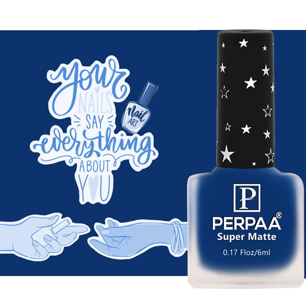 PERPAA® Super Matte Nail Polish Set of 2 Colors (Red & Dark Blue) - Quick Drying, Long Lasting & Waterproof Matte Finish Nail Paint Kit - 6ml Each - Perfect for Women's Nail Art, Home Manicures & Party Makeup Gifts