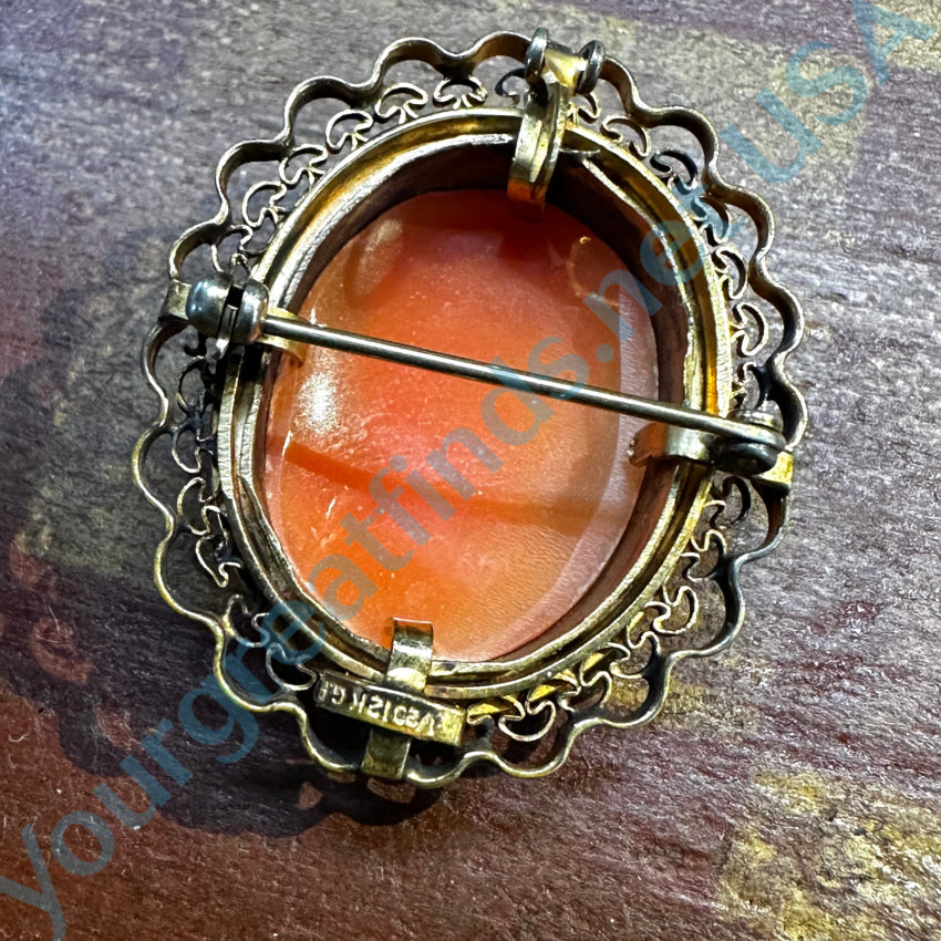 Vintage 1/20 12KT Yellow Gold Carved Shell Cameo Pendant Pin - Elegant Antique Jewelry for Women, Perfect Gift for Mother's Day, Birthday & Special Occasions