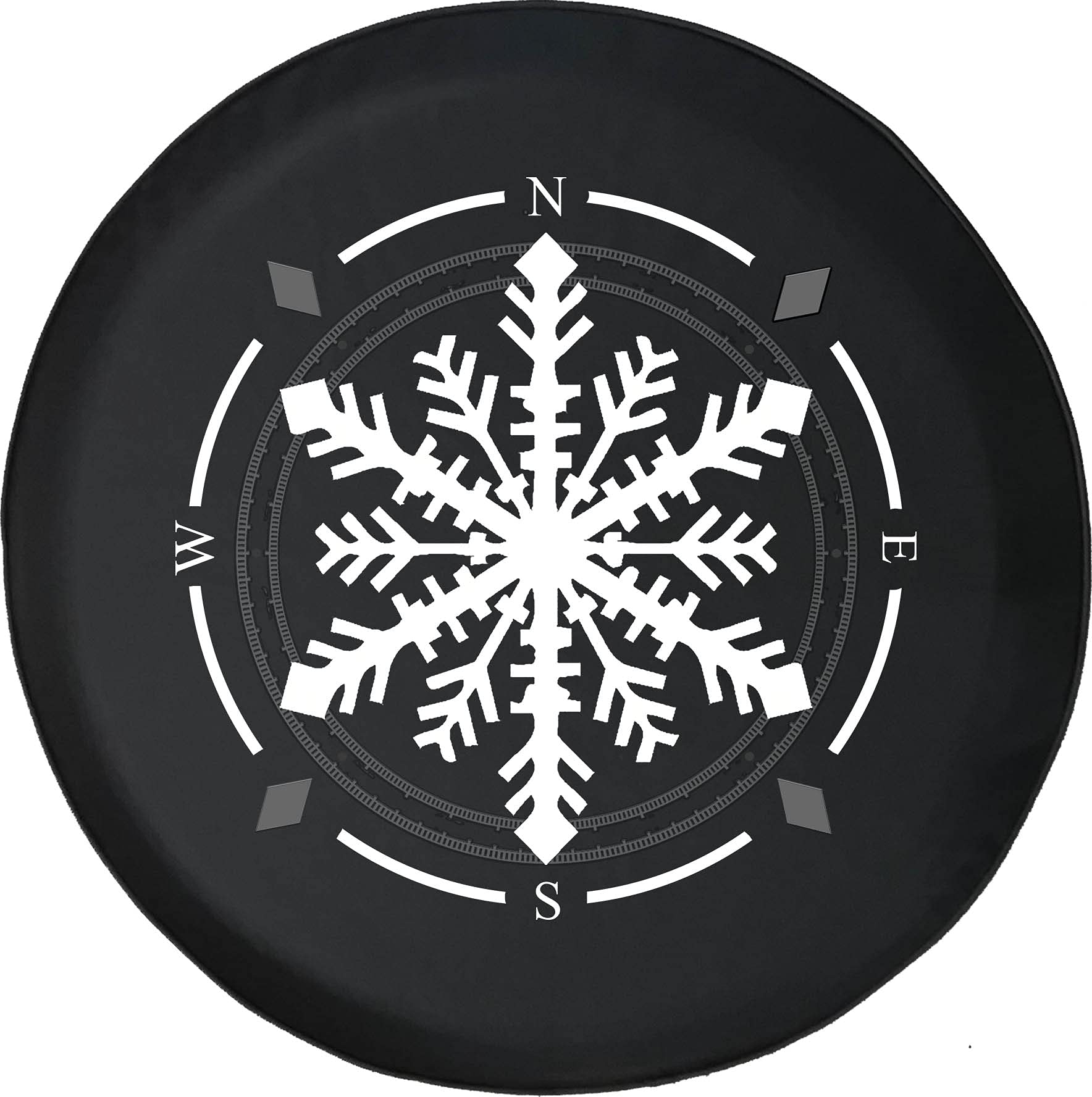 American Unlimited Spare Tire Cover with Compass Design - Winter Snowflake Wheel Cover for SUV, Trailer, RV Accessories | Durable & Weatherproof for All-Season Use on Road Trips & Outdoor Adventures