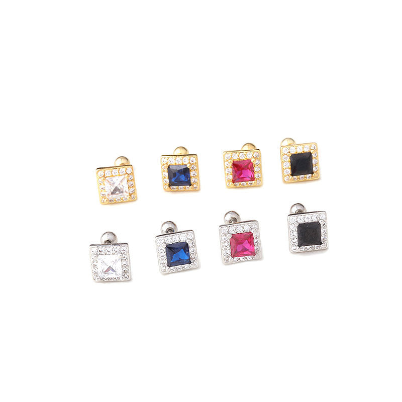 20G Cartilage Tiny Stud Earrings - Flat Back Square Earrings for Women | HSPJ728 | Perfect for Daily Wear, Parties & Gifts