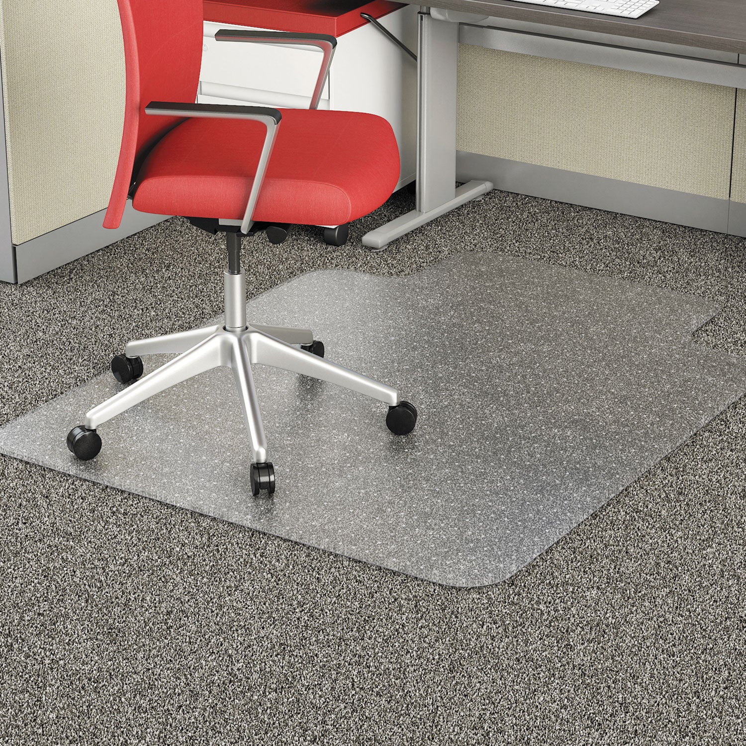 Alera® Clear Studded Chair Mat for Flat Pile Carpet - 45