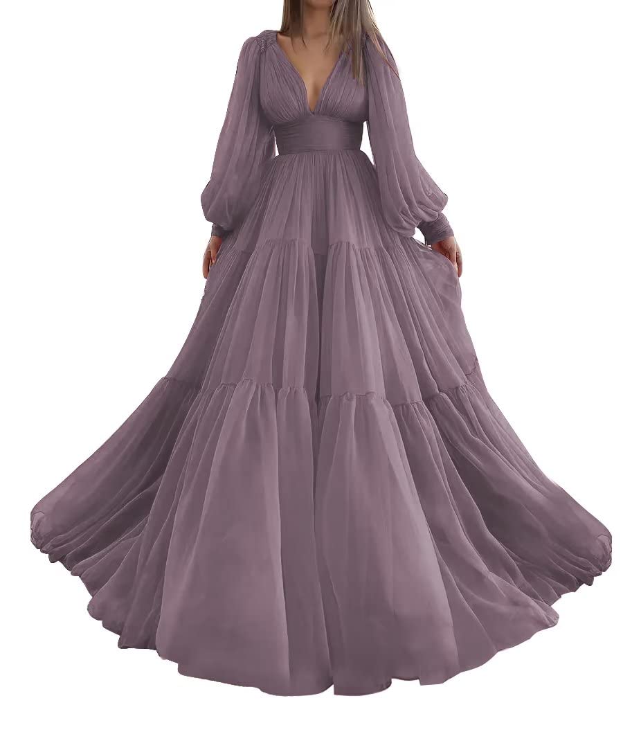 Elegant Tulle Prom Dress for Women - Long Sleeve Plus Size Ball Gown (Size 18) | Perfect for Weddings, Formal Events & Special Occasions