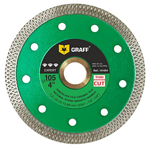 GRAFF 4-Inch Super Thin Diamond Blade for Porcelain, Ceramic, Tile, Natural Stone, Marble & Granite - Premium Diamond Cutting Wheel for Angle Grinders - Perfect for Tile Installation, Bathroom Remodeling & Stone Fabrication