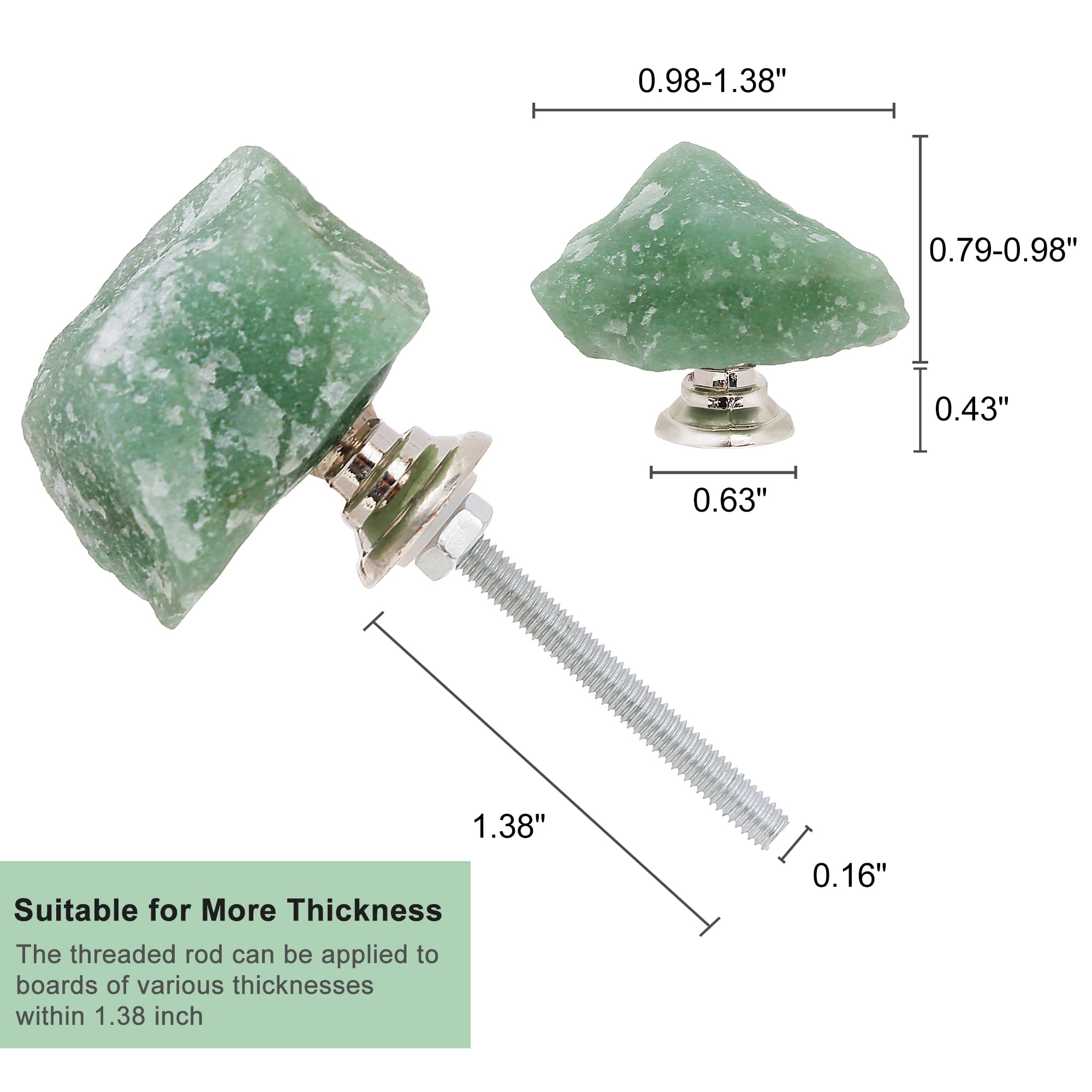 4-Piece Green Aventurine Crystal Cabinet Knobs - Natural Quartz Drawer Pulls for Kitchen, Dresser, Closet & Cupboard - Elegant Home Decor Upgrade for Cabinets & Furniture