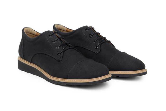Ahimsa Vegan Victor Oxford Shoes for Men - Wide Width Black Canvas Loafers for Casual & Business Wear