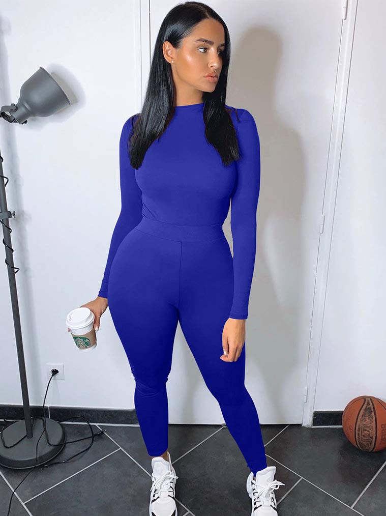 GOKATOSAU Women's Sexy 2 Piece Outfits - Long Sleeve Crop Top & High Waist Pants Set | Clubwear, Party Jumpsuit, Night Out Fashion | Perfect for Clubbing, Date Night & Special Occasions