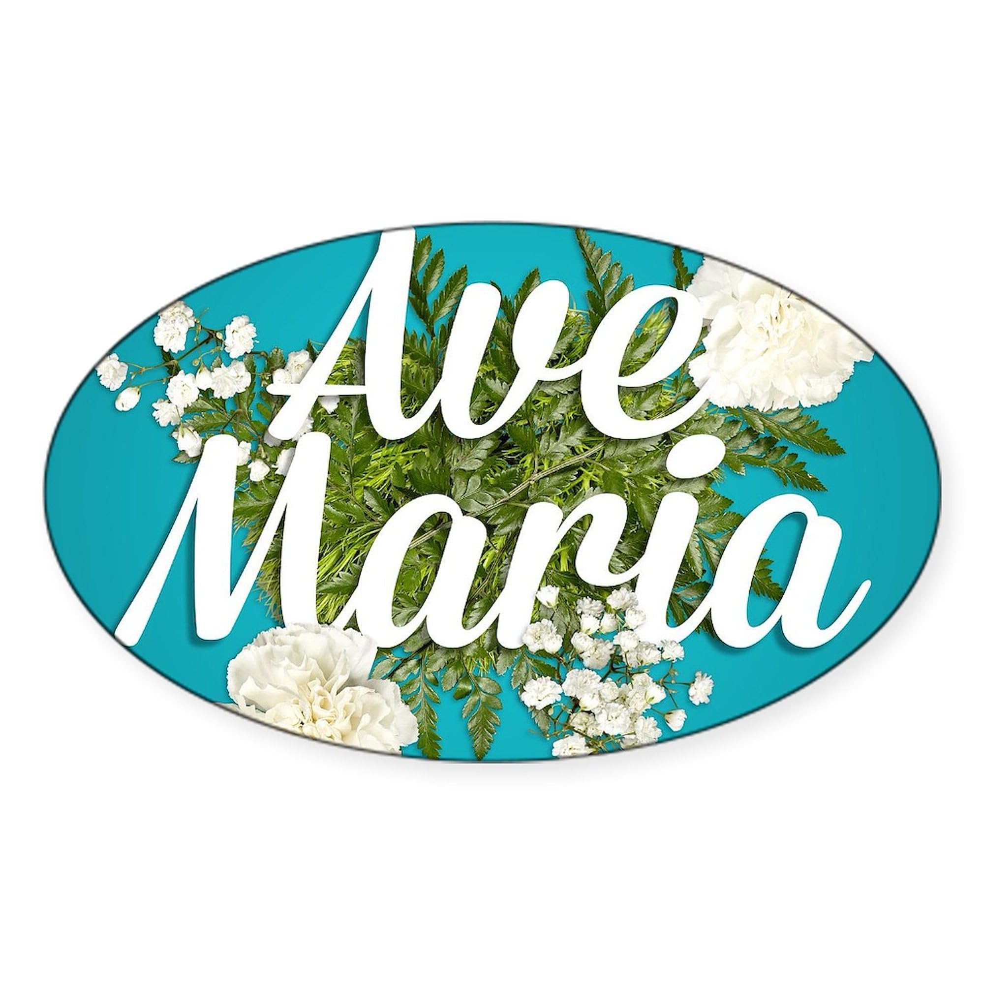 Ave Maria Oval Car Bumper Sticker - Religious Decal for Vehicles