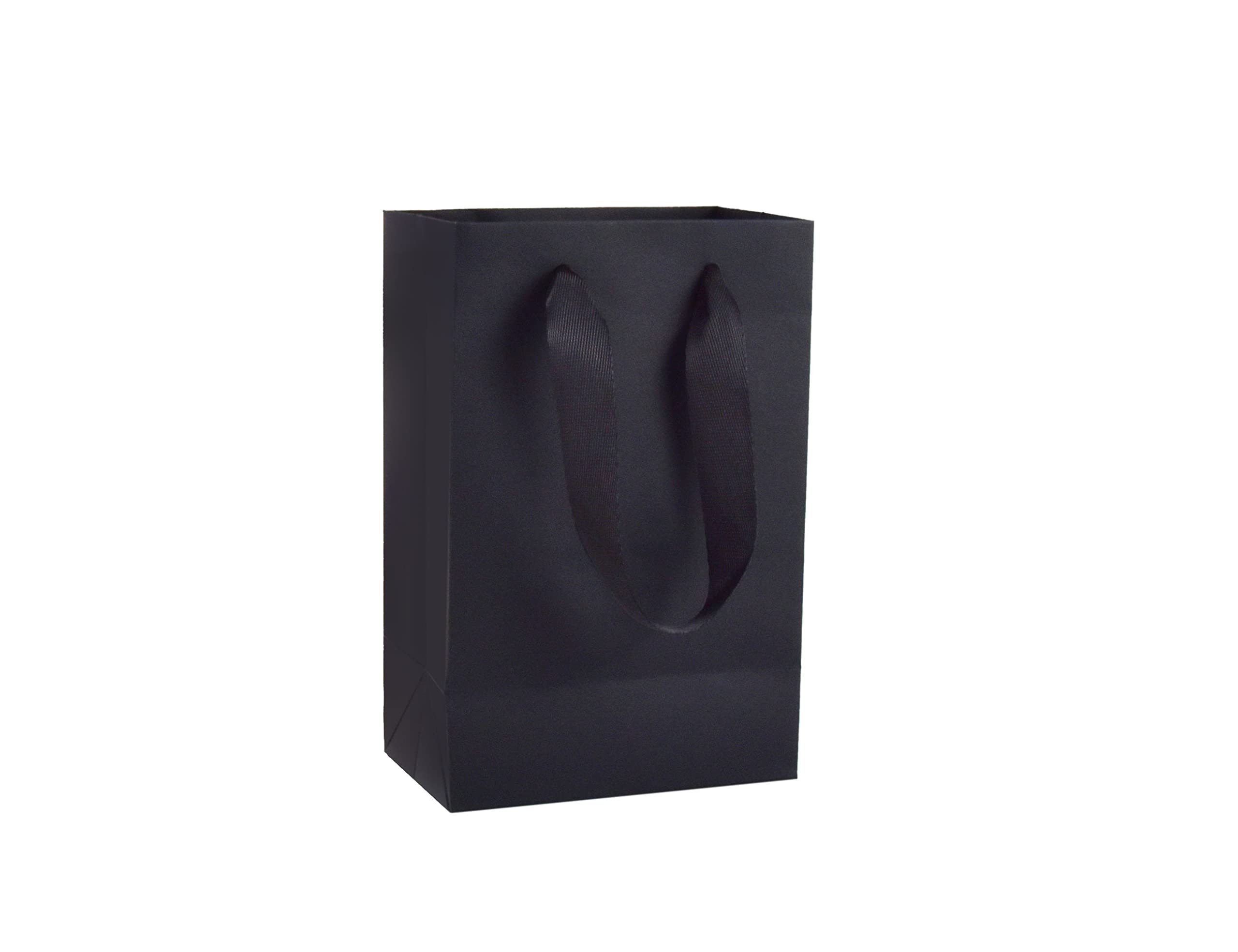 HUAPRINT 20 Pack Matte Black Paper Gift Bags with Handles - 7x4x9 Inch Small Shopping Bags for Retail, Party Favors, Merchandise & Wedding - Elegant Matte Finish for Business, Events & Gifting