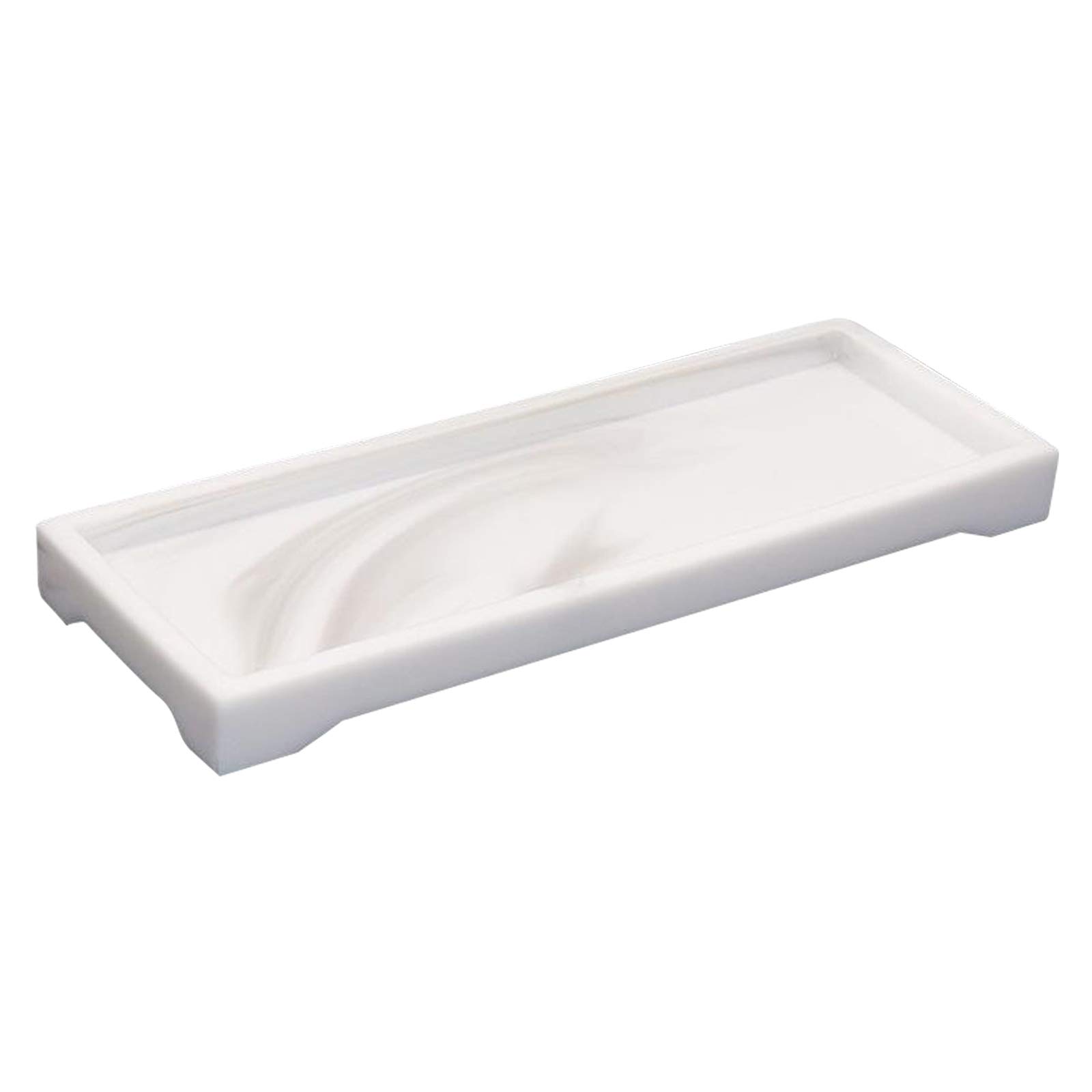Baoblaze White Resin Vanity Tray - Rectangle Bathroom Organizer for Jewelry, Rings, Perfume & Cosmetics | Bathtub Tray for Candles, Towels & Plants | Elegant Dresser Tray for Home Decor & Organization