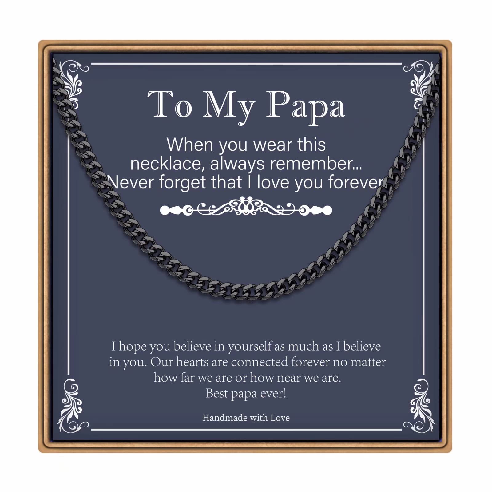IEFLIFE Men's Cuban Chain Necklace - Black/Gold/Silver Chunky Cuban Link Chain for Men | Perfect Gift for Graduation, Father's Day, Christmas | Ideal for Boyfriend, Dad, Son, Grandpa, Step Dad | Great for Casual Wear, Parties, and Special Occasions