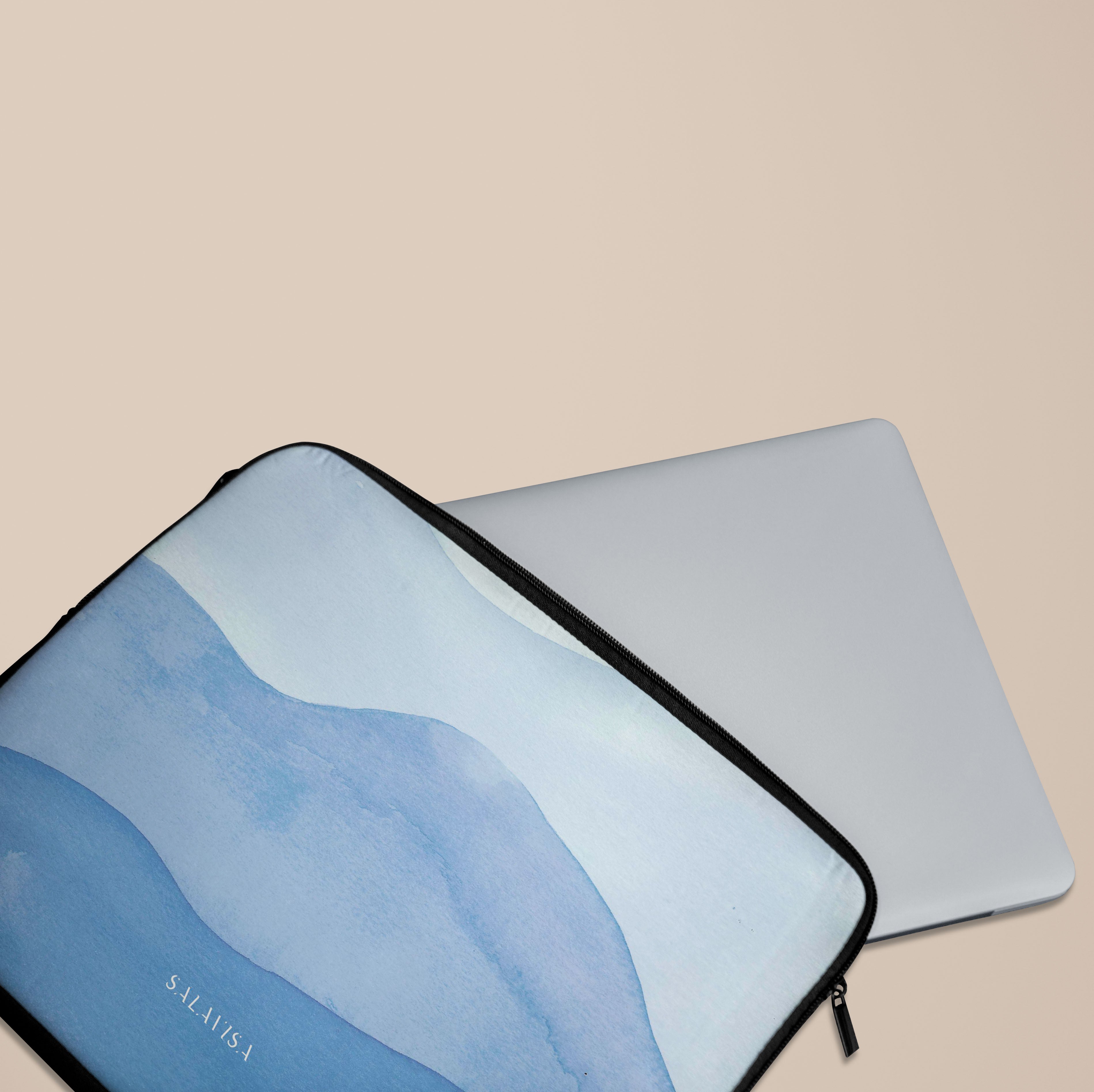 Ocean Blue Watercolor Laptop Sleeve - 13 Inch Protective Case for MacBook Air/Pro, Dell, HP - Lightweight & Stylish Laptop Cover for Work, School & Travel