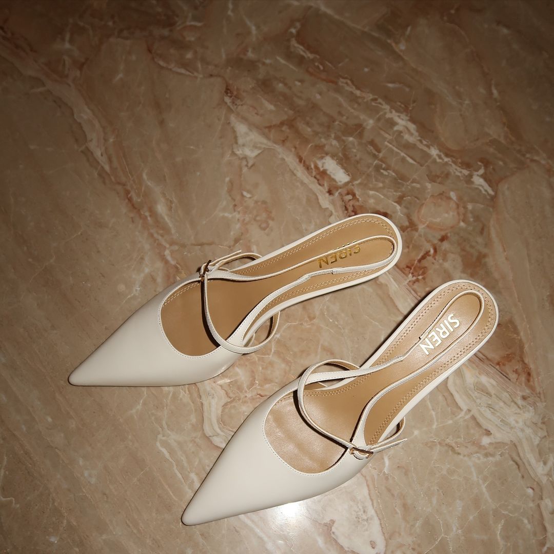 York Slingback Heel - Women's Chalk Leather Chunky Block Heels for Work, Party & Date Night | Comfortable Dress Shoes for Office, Wedding & Evening Out