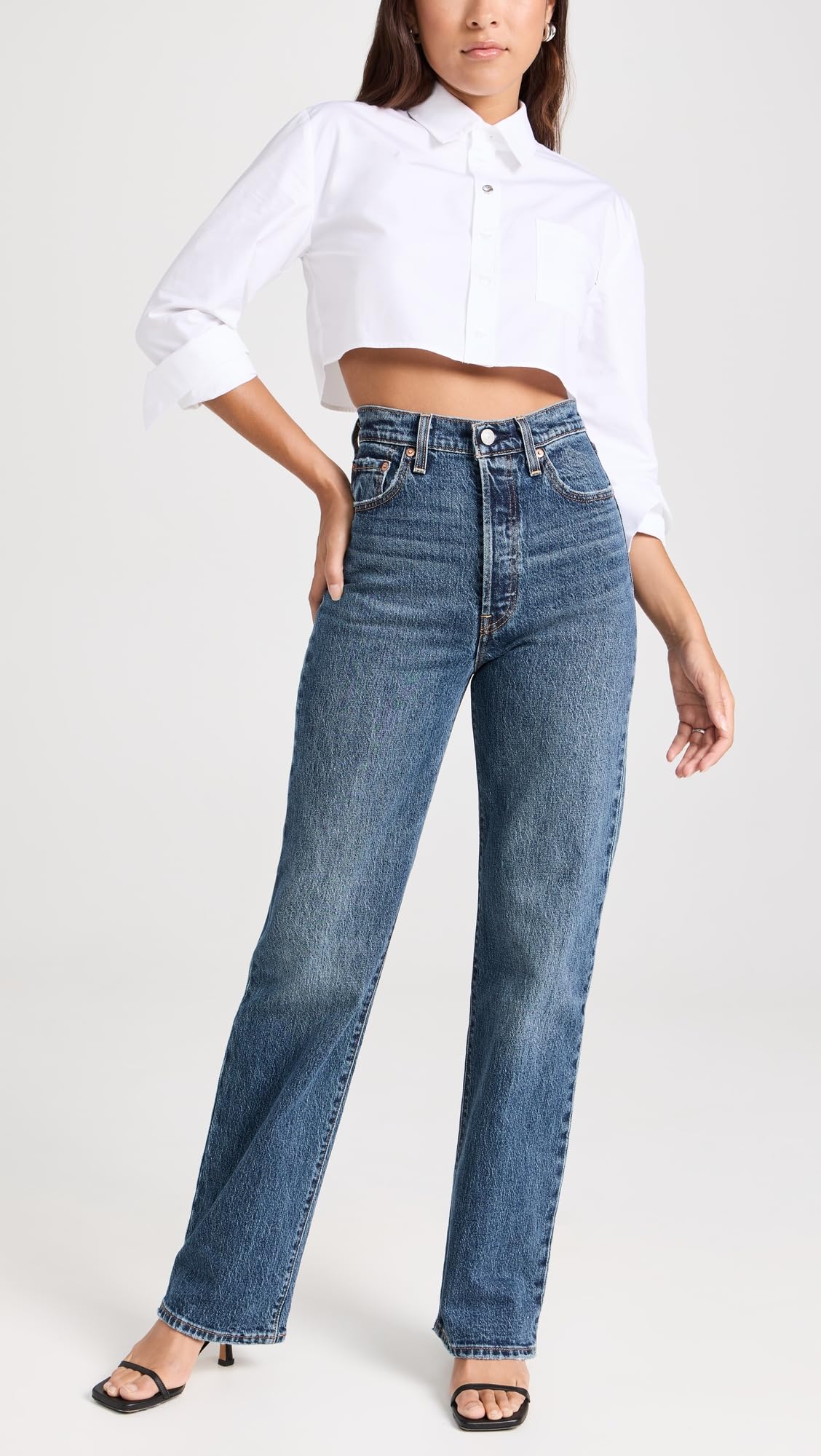 Levi's Women's Ribcage Straight Leg High Rise Full Length Jeans - Stretch Denim Pants for Casual Wear & Everyday Outfits