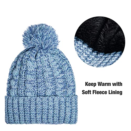 Cozy Fleece Lined Cable Knit Beanie Hat, Scarf & Gloves Set for Women & Men - Winter Warm Accessories for Skiing, Snowboarding & Outdoor Activities