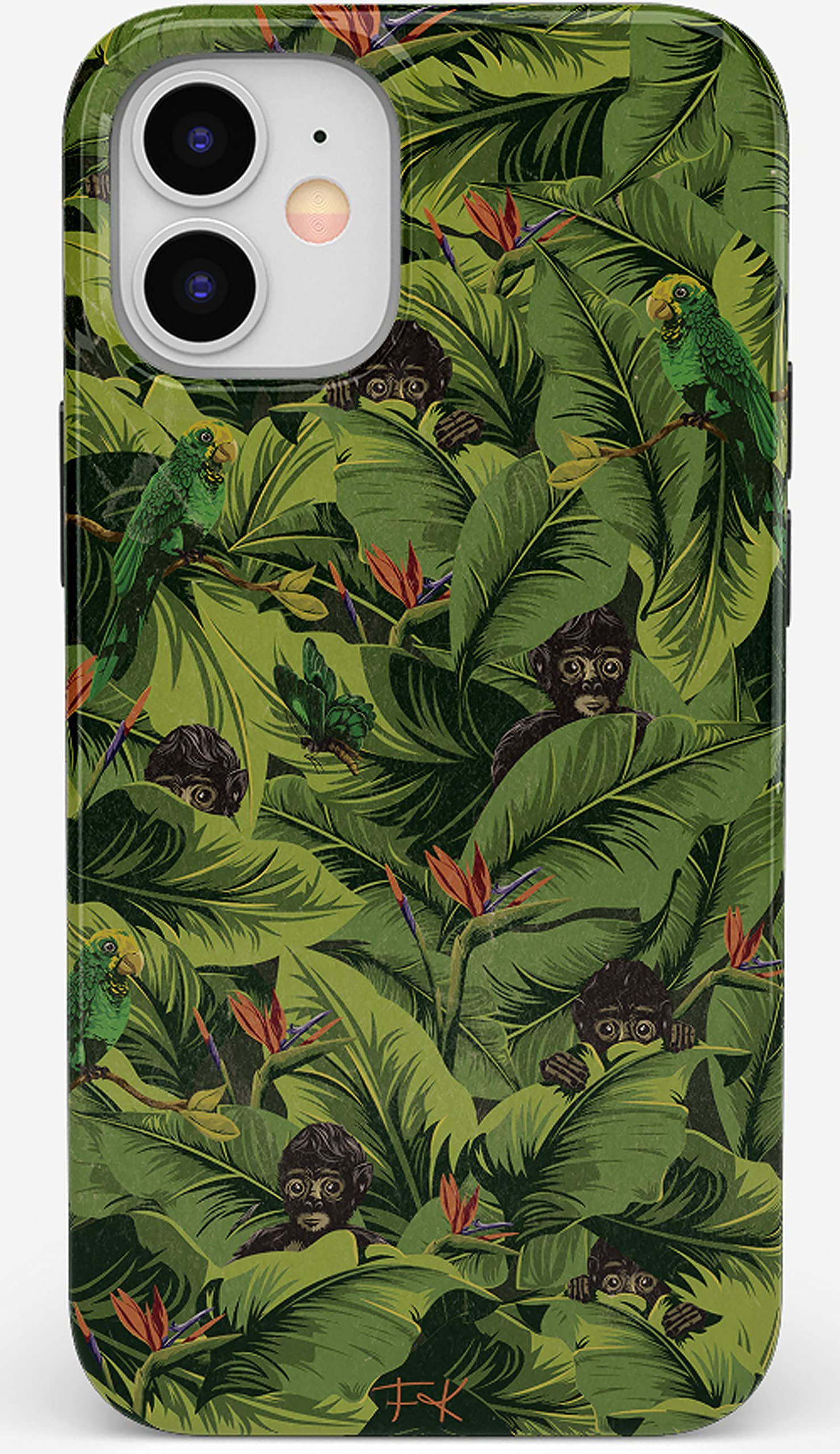 Casely iPhone 11 Case Floral Design | Cute Sneaky Monkeys & Frida Kahlo Jungle Print | Slim Protective Cover for Everyday Use, Work & Travel