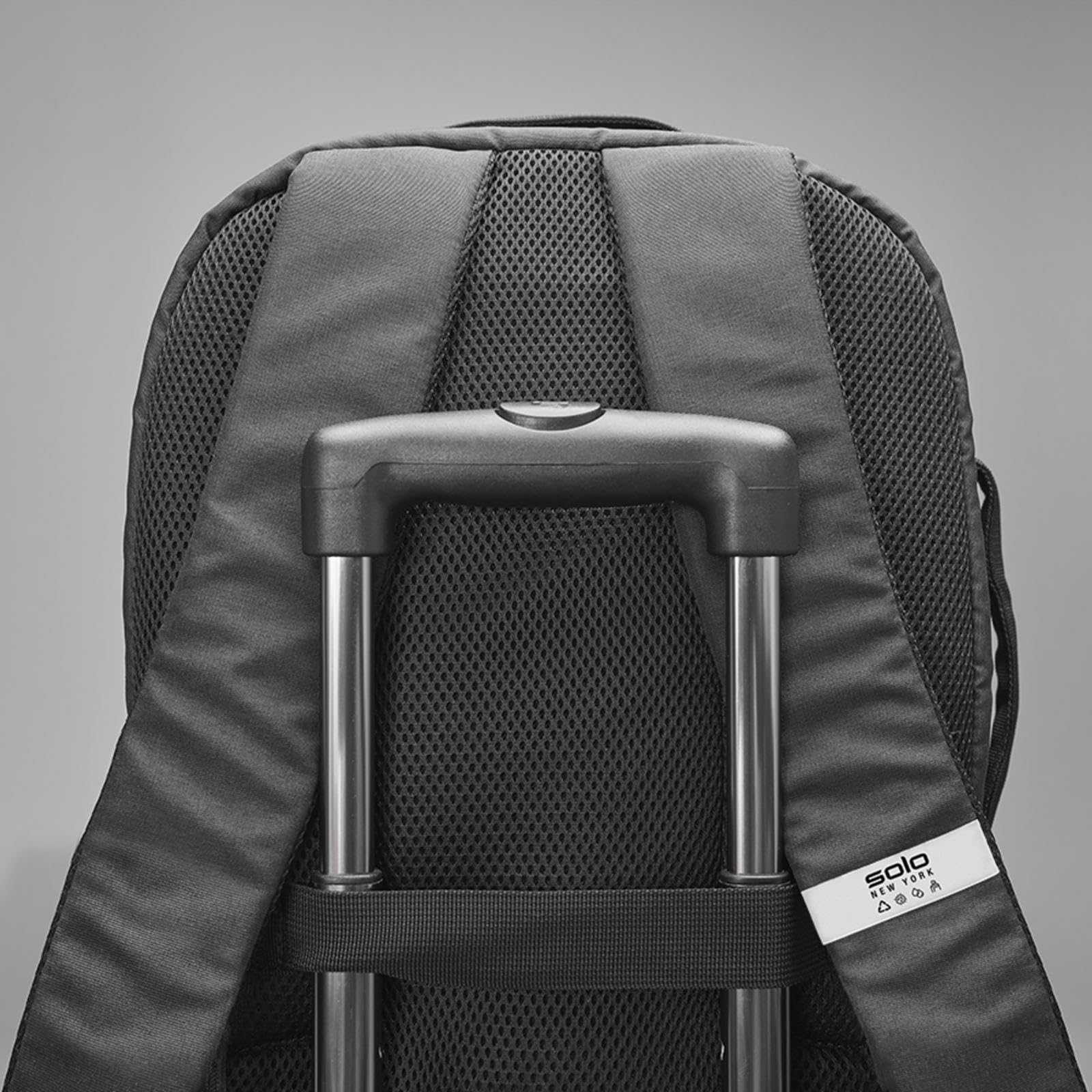 Solo New York Grand Travel TSA Backpack - Black Recycled Laptop Backpack for 17.3