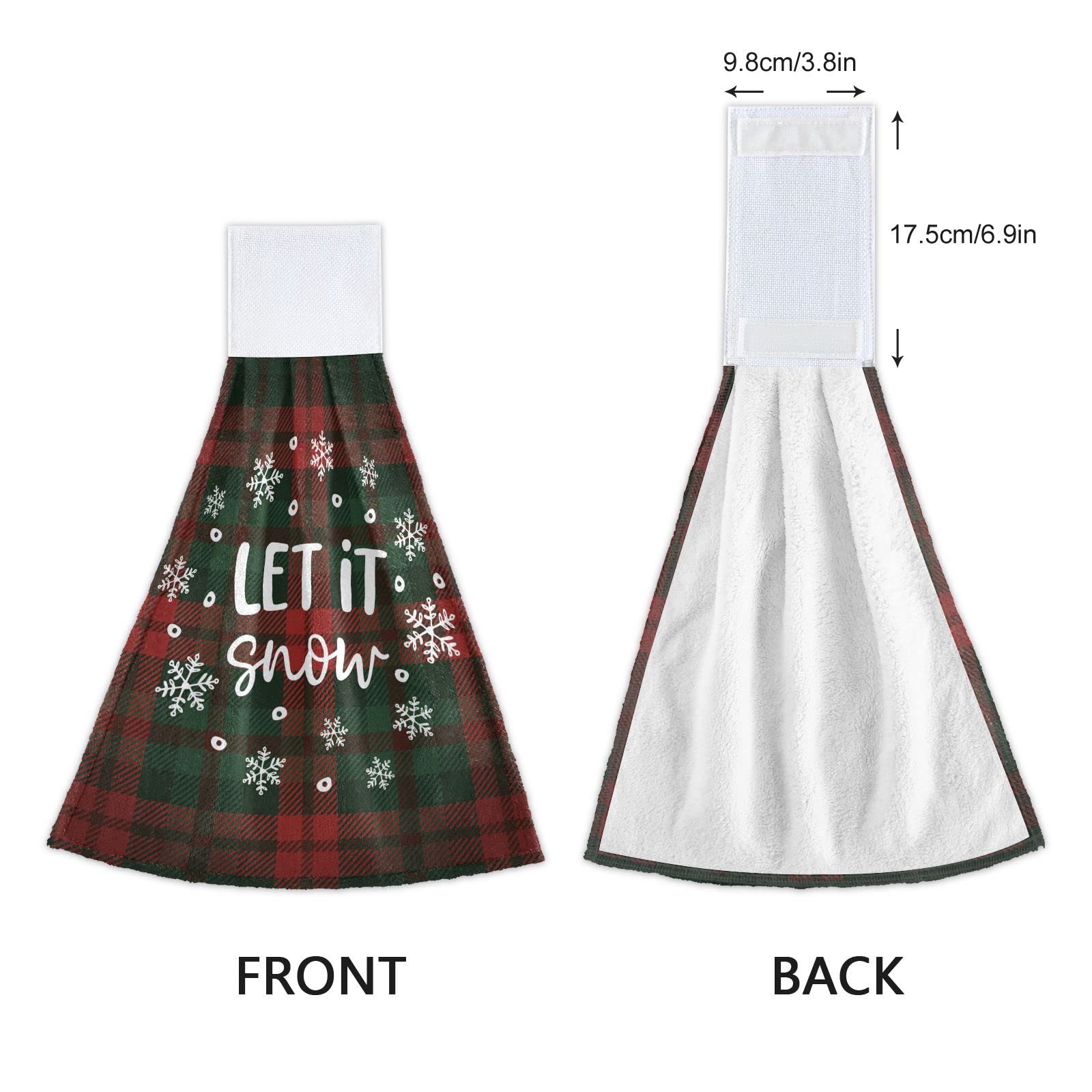 Let It Snow Christmas Hanging Kitchen Towels - 2PCS Buffalo Falling Snowflakes Oven Tie Towel Set, Absorbent Guest Hand Towels for Kitchen & Bathroom Decor - Perfect for Holiday Hosting, Dish Drying & Festive Home Decoration