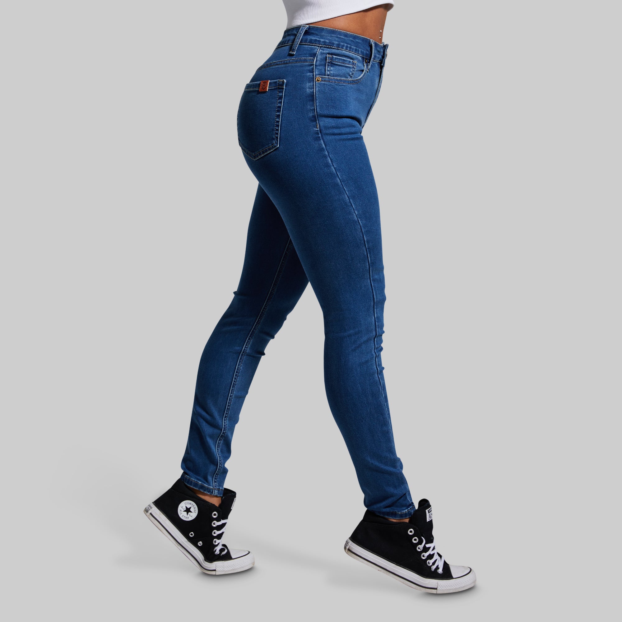 FLEX Stretchy High Rise Skinny Jeans for Women - Mid Wash Denim Pants | Comfortable Slim Fit Jeggings for Everyday Wear, Work & Casual Outfits
