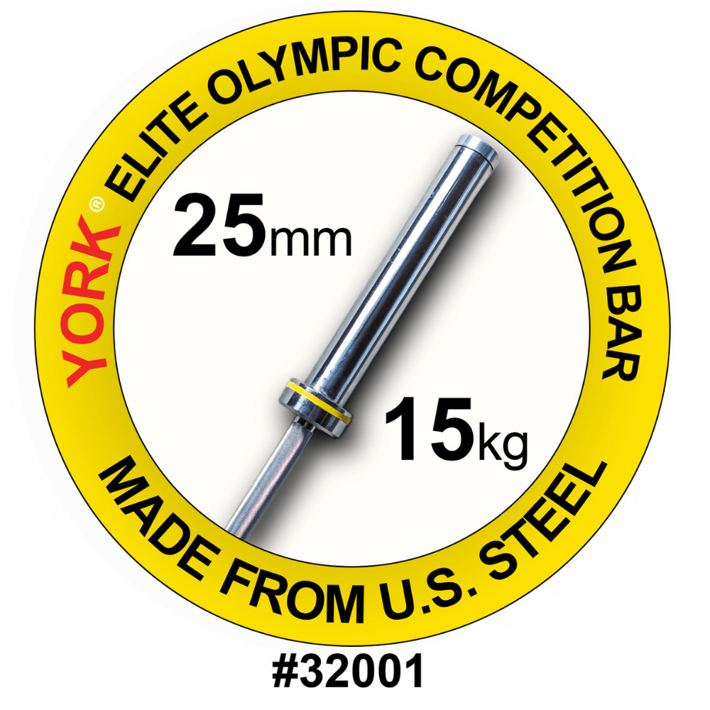 York Barbell Women's Elite Competition 15kg Olympic Weightlifting Bar - Premium 28mm Grip for CrossFit, Powerlifting & Home Gym Training