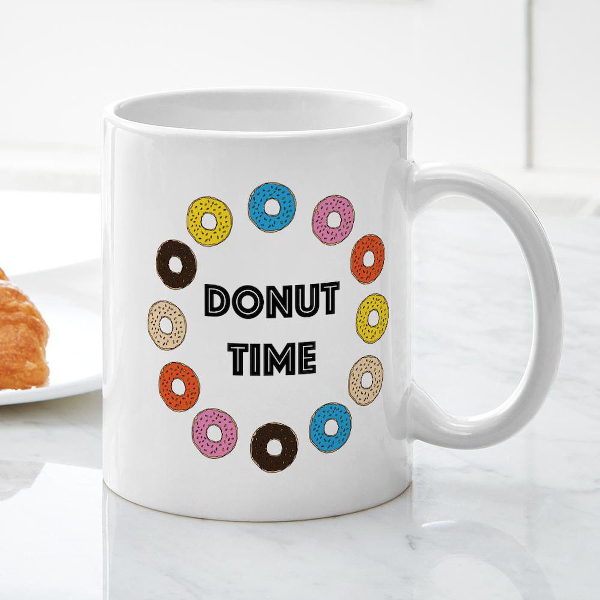 Donut Time Ceramic Coffee Mug 11 oz (325 ml) - Perfect for Coffee, Tea & Hot Drinks - Ideal for Home, Office & Gifts