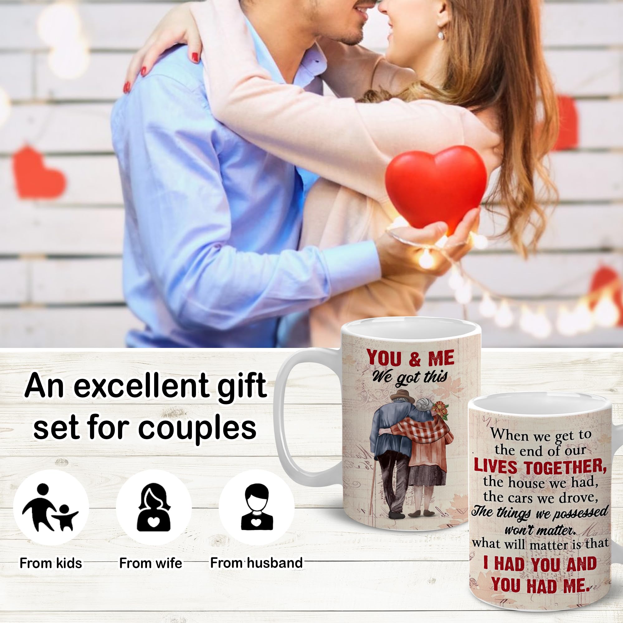 Personalized Coffee Mug for Wife & Husband - 11oz Ceramic Cup - Wedding, Anniversary, Birthday Gift Idea for Couples, Parents, Grandparents - Perfect for Coffee, Tea & Hot Chocolate at Home or Office