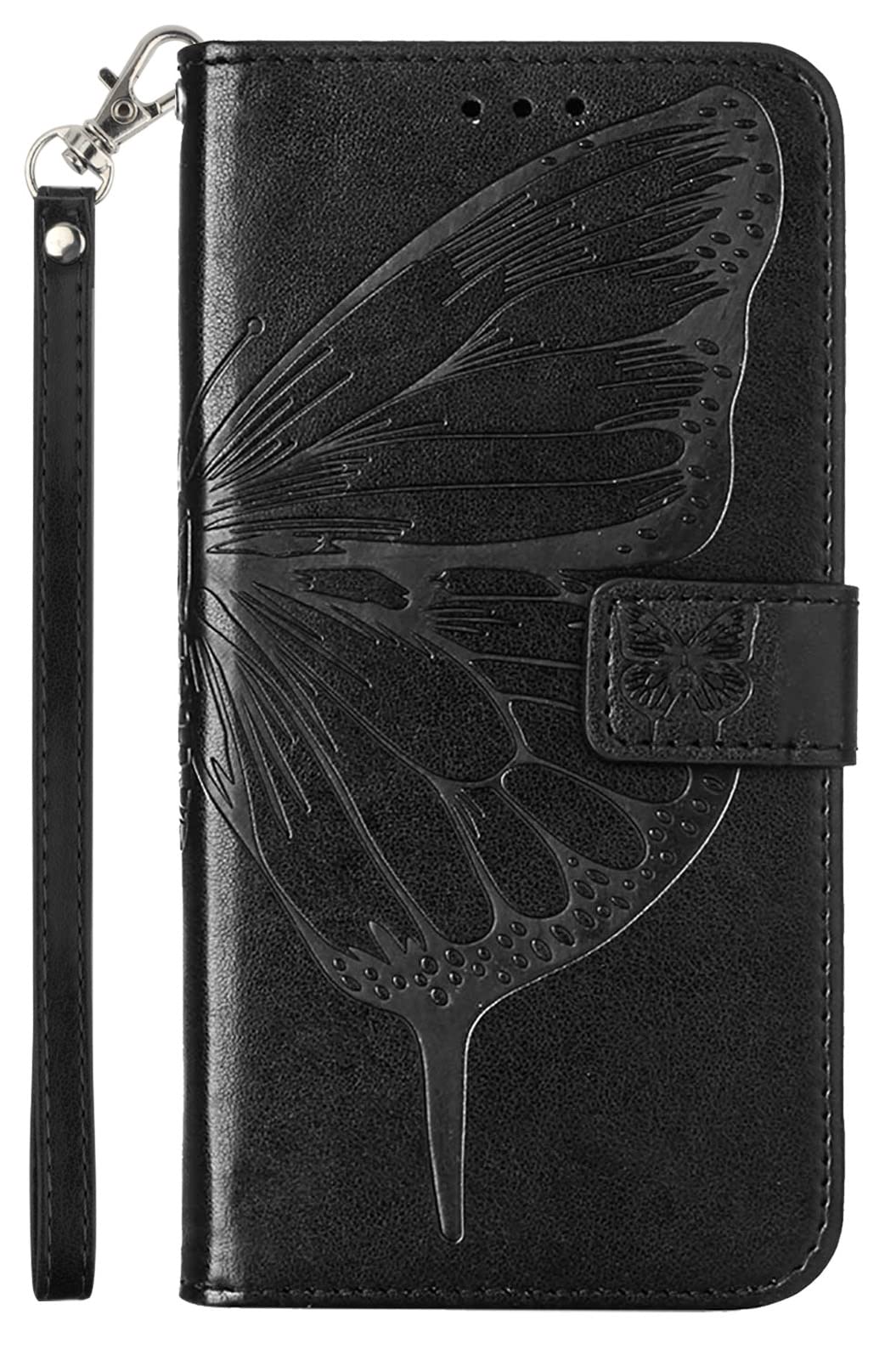 Premium Leather iPhone 11 Pro Max Case with Magnetic Buckle - NVWA Butterfly Series Full Body Wallet Cover (Black) | Built-in Card Holder, Kickstand & Wrist Strap | Perfect for Work, Travel & Everyday Protection