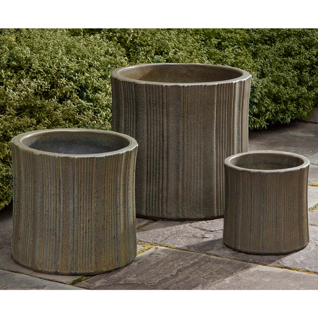 Campania International Antique Glaze Brush Pot Set of 3 - Decorative Flower Vases for Home, Office & Garden Decor
