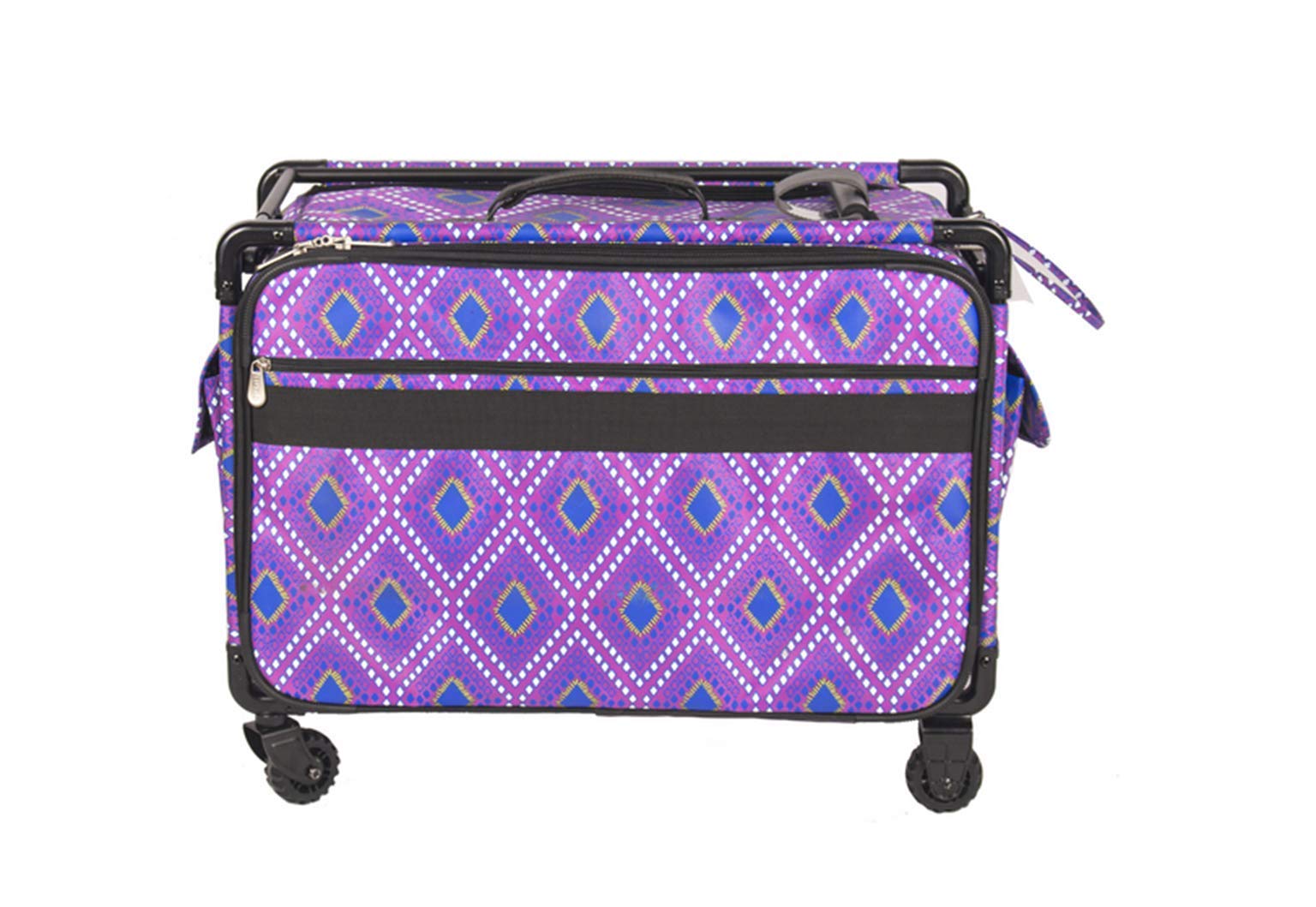 Tutto Rolling Luggage 22-Inch Carry On Suitcase with Wheels - Blush Pink Diamond Design for Women Travel, Perfect for Airplane & Business Trips