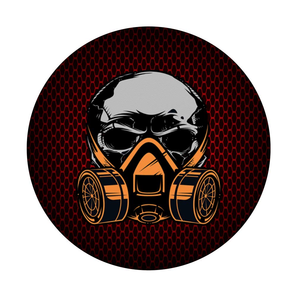Skull in Gas Mask with Red and Black Background - PopSockets PopGrip Swappable Phone Grip for iPhone, Samsung & Tablets - Perfect for Gaming, Photography & Everyday Use