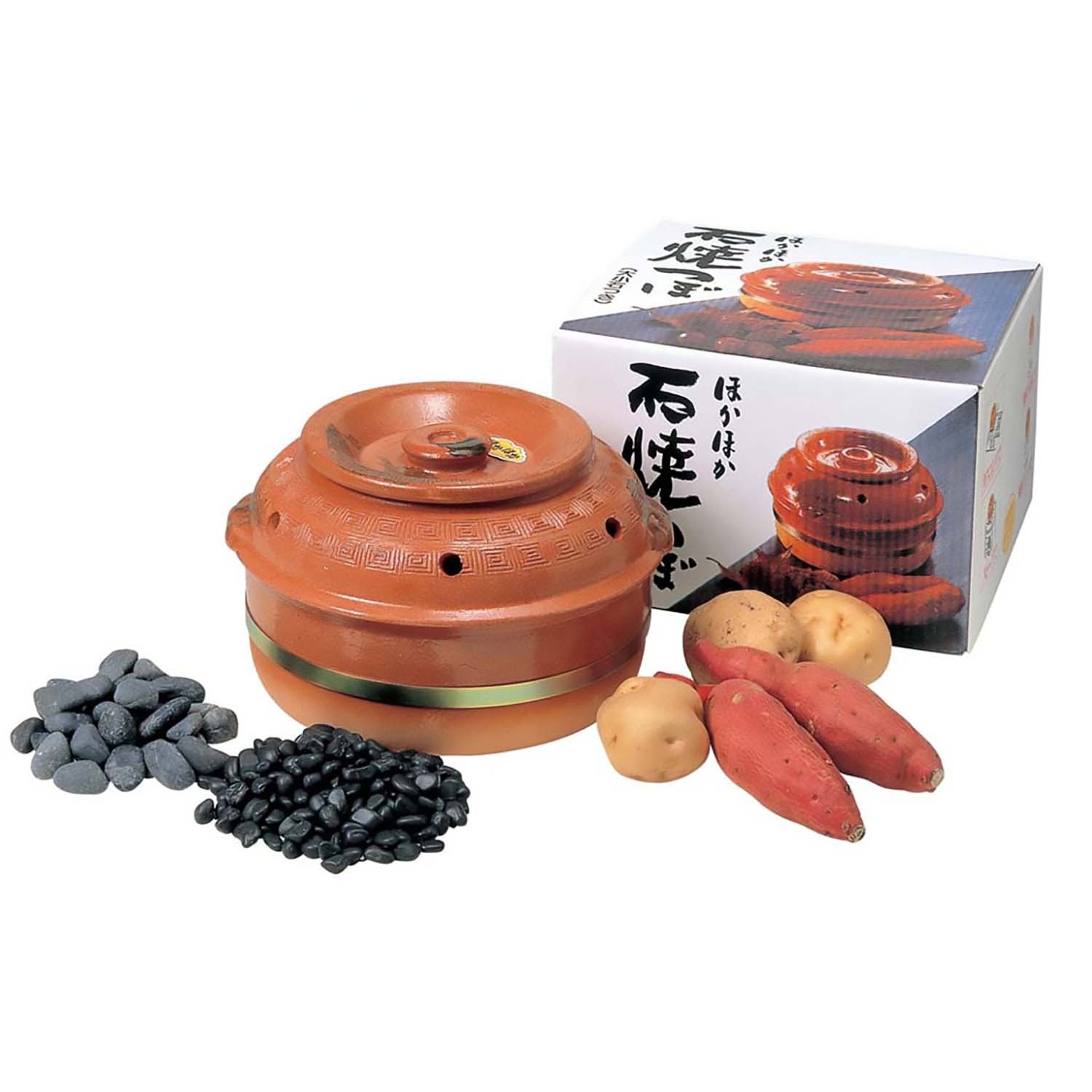 Kinka Ceramics Japanese Sweet Potato Roasting Pot - Traditional Clay Pot for Baking, Grilling & Serving - Perfect for Home Cooking, Camping & Gifts
