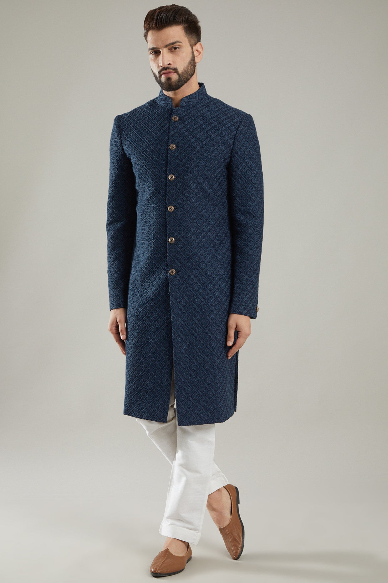 Stylish Navy Blue Embroidered Indo Western Jacket for Women | Fashionable Ethnic Fusion Outerwear | Perfect for Parties, Weddings & Festive Occasions