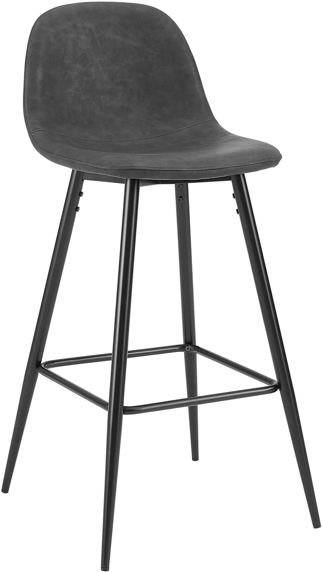 Crosley Furniture Weston Upholstered Bar Stools Set of 2 - Distressed Black & Matte Black Counter Height Stools for Kitchen Island, Breakfast Bar & Home Decor