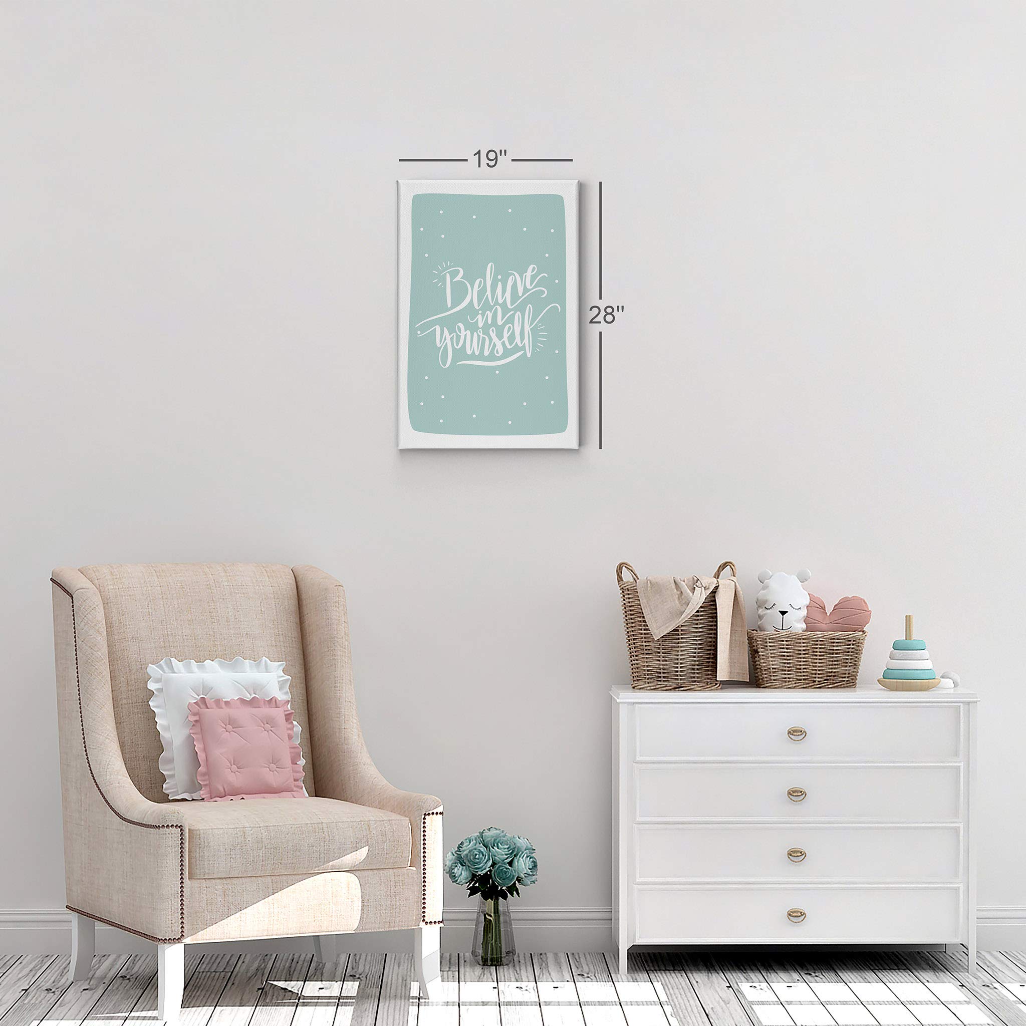 Believe in Yourself Inspirational Wall Art - Turquoise Canvas Print for Kids Room, Nursery & Baby Room Decor - Ready to Hang Motivational Poster (40x30 inches) - Perfect for Bedrooms, Playrooms & Classrooms - Made in USA