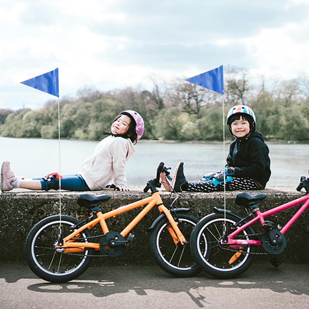 LUOZZY 2 Pack Bike Safety Flags - High Visibility Rear Cycling Warning Flags for Bicycles, Motorcycles & Strollers - Durable Bike Advertising Flags in Blue - Perfect for Road Safety, Group Rides & Outdoor Events