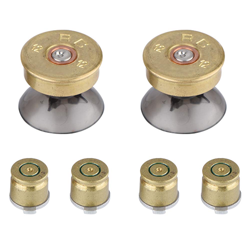 ASHATA 6Pcs Gold Metal Buttons & Thumbstick Mod Kit for PS4 Controller - Premium Replacement Parts for Enhanced Gaming Performance (Perfect for FPS, Racing & Fighting Games)