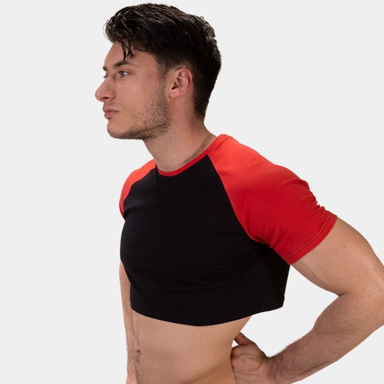 Barcode Berlin Alva Crop Top - Black & Red Women's Fashion T-Shirt for Casual Wear, Street Style & Summer Outfits