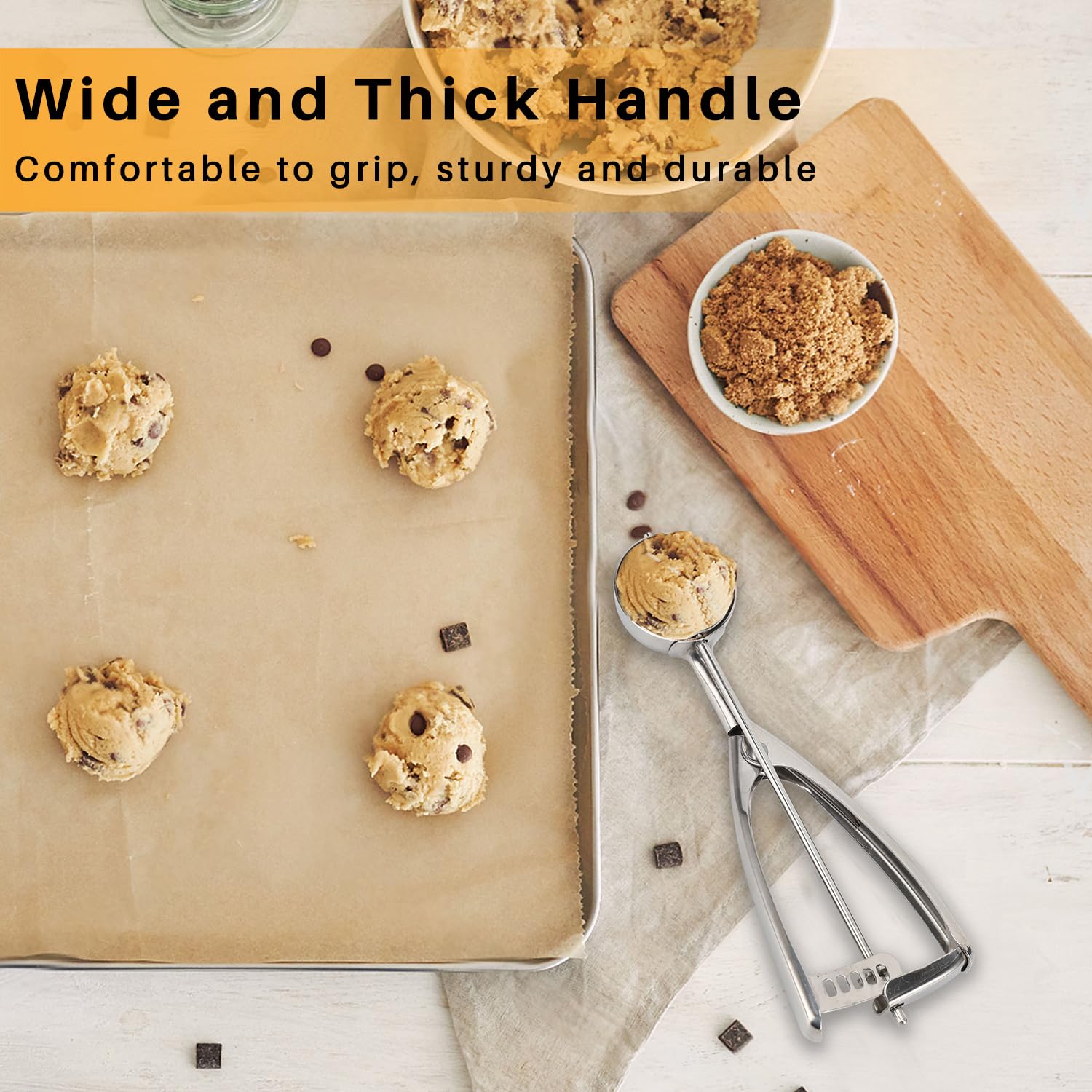 Premium 2 Tbsp Medium Cookie Scoop #40 - 18/8 Stainless Steel Baking Scoop for Perfect Cookies, Cupcakes, Muffins, Ice Cream & Meatballs - Ideal for Home Bakers & Professional Kitchens