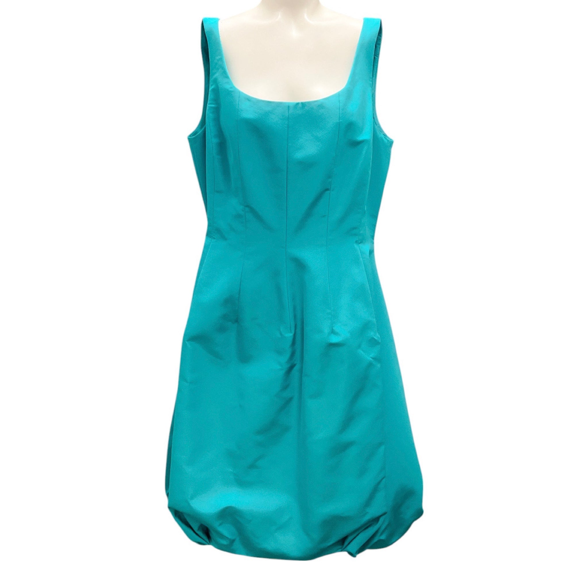 Oscar de la Renta Turquoise 2012 Sleeveless Silk Taffeta A-Line Dress - Perfect for Weddings, Cocktail Parties & Formal Events