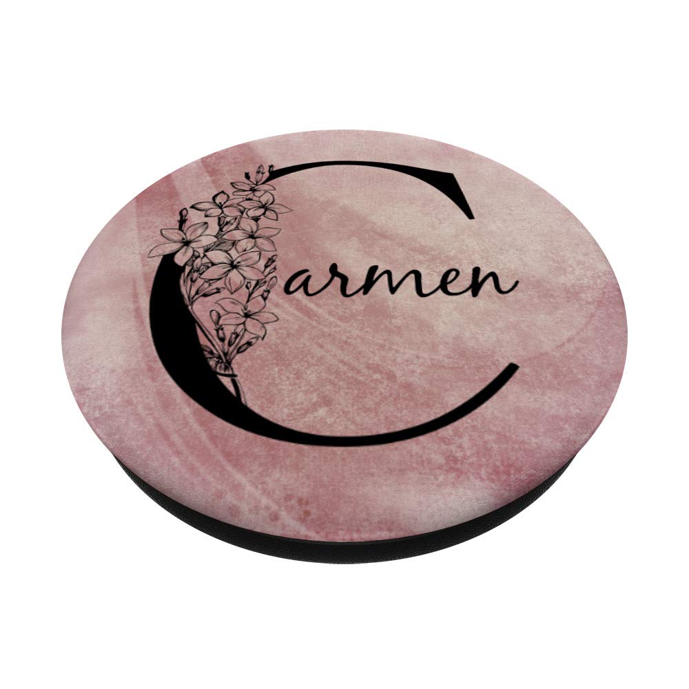 Carmen Personalized Name T-Shirt - Floral Rose Pink Grunge Design Women's Top for Casual Wear, Date Night & Gift Giving