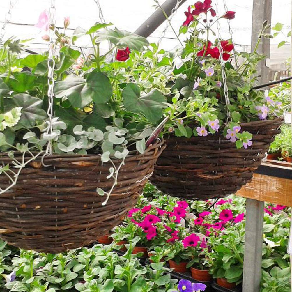 Hemoton 2-Pack Rattan Hanging Planters - Woven Seagrass Hanging Baskets for Indoor/Outdoor Plants, Flowers & Home Decor - Perfect for Garden, Patio, Balcony & Living Room Decorations