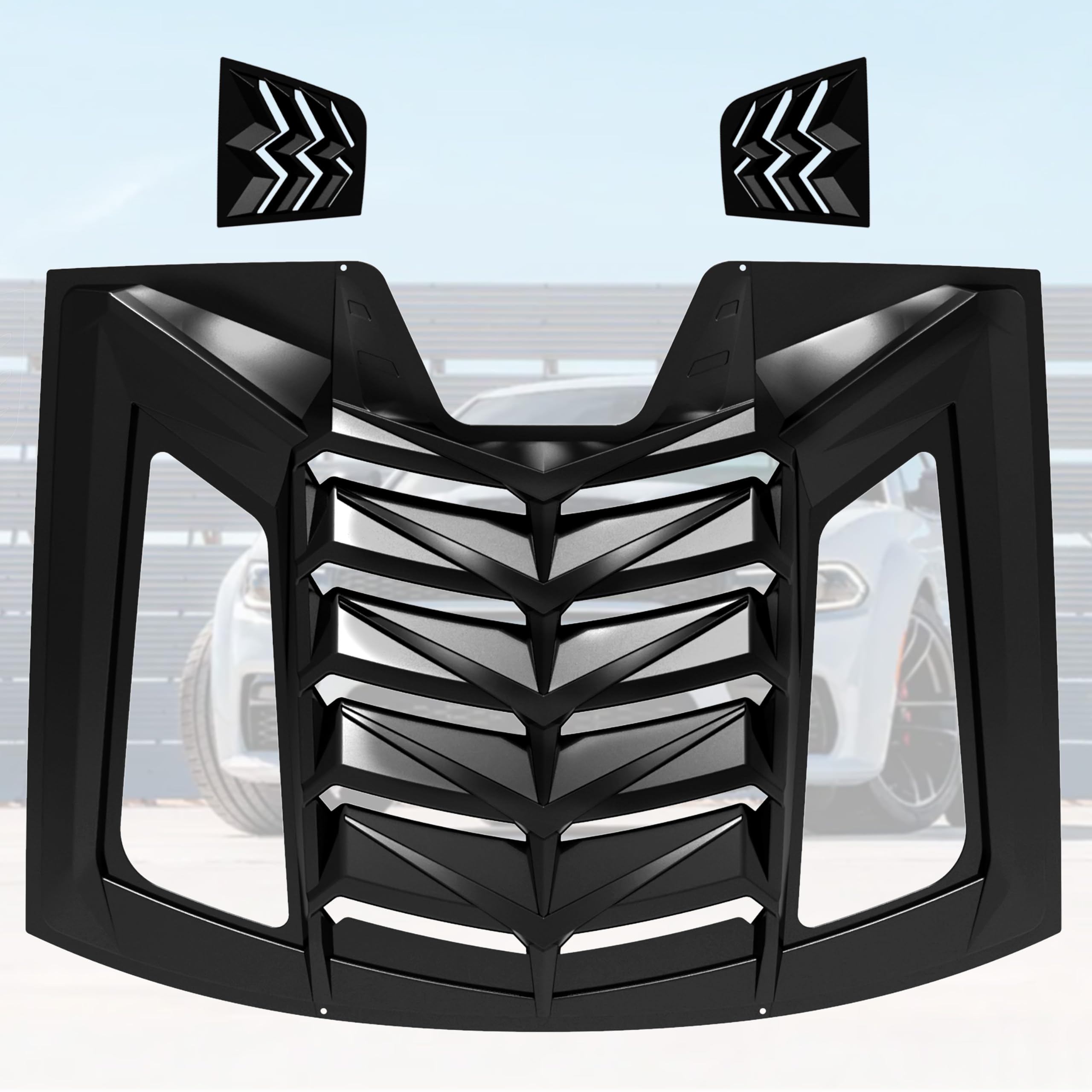 KEWISAUTO Gloss Black Rear & Side Window Louvers for 2011-2023 Dodge Charger | Windshield Sunshade Cover & Vent Accessories | Perfect for Street Racing & Car Shows