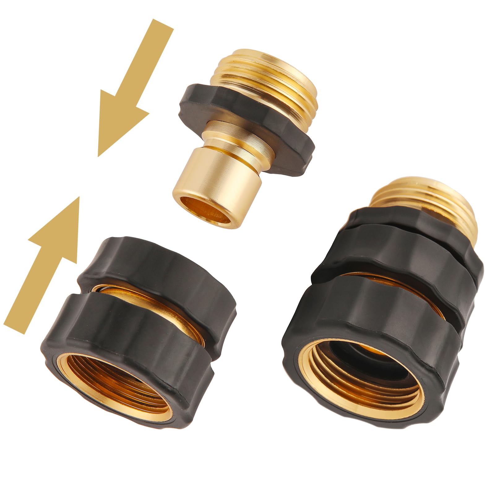3/4 Inch Garden Hose Quick Connector Set - Heavy Duty Male & Female Quick Connect Fittings (4 Pack) for Easy Watering, Irrigation & Outdoor Use