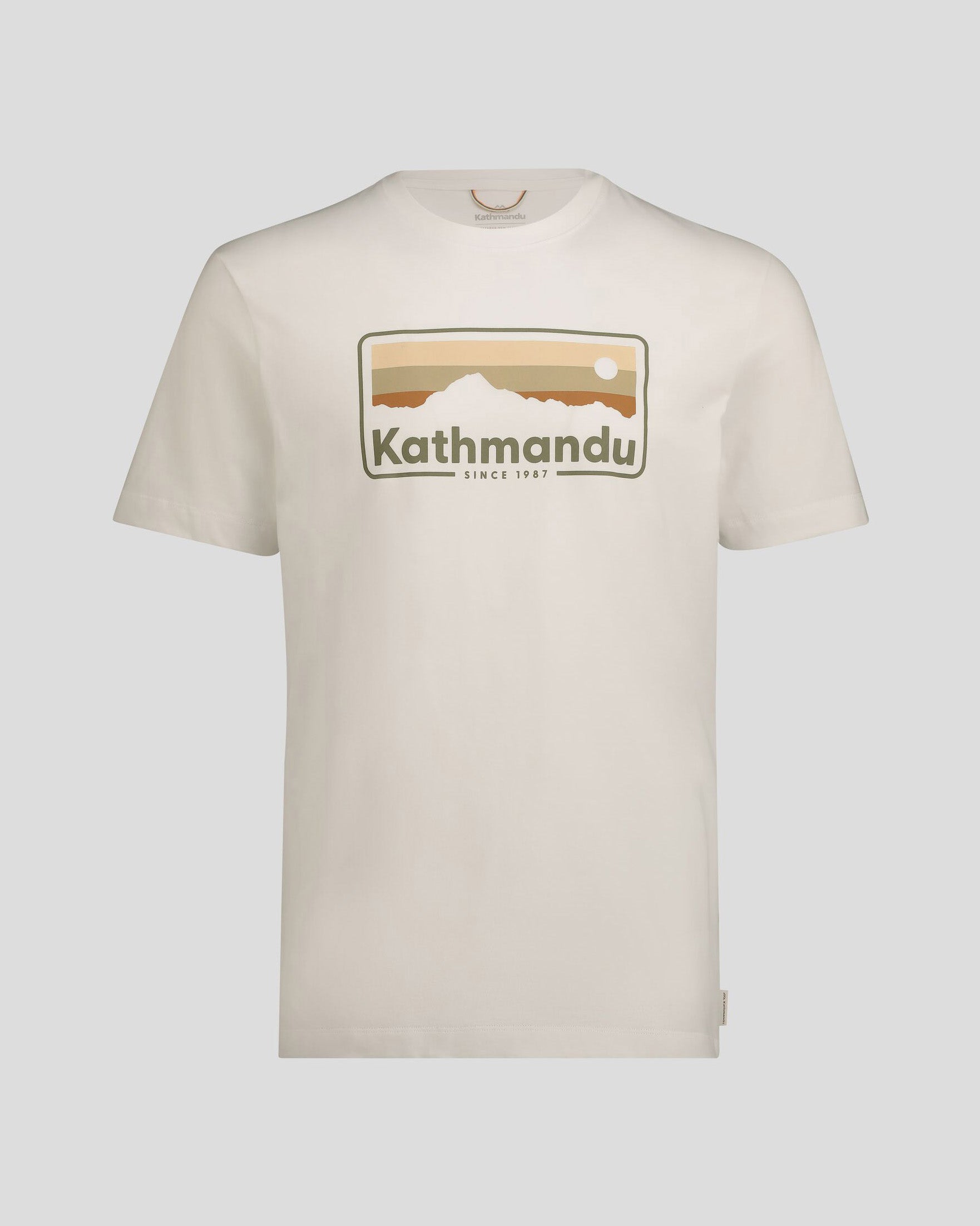 Men's Kathmandu Logo 70's Vintage Style Organic Cotton T-Shirt - White | Casual Wear, Street Style, Retro Fashion Outfit