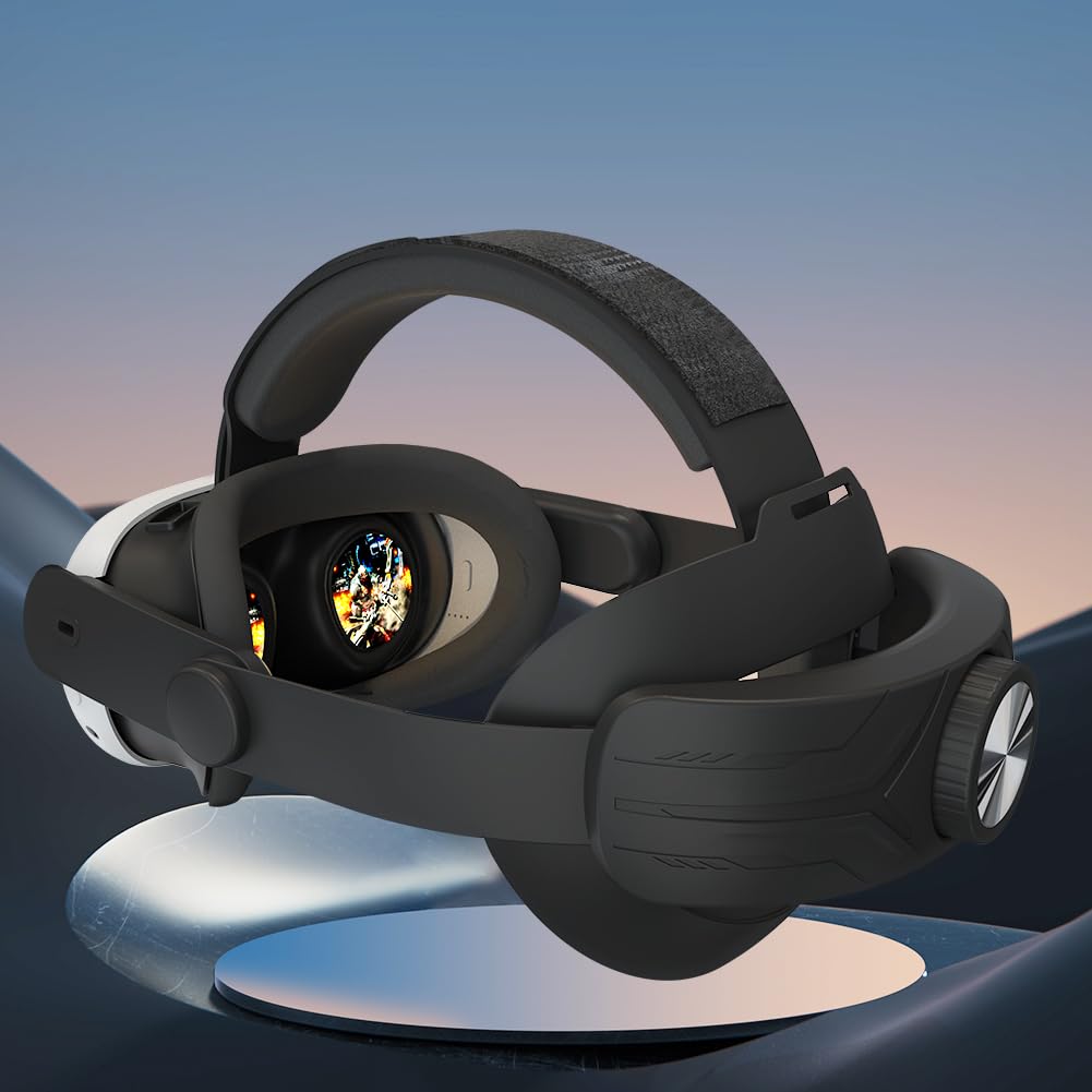 CRGANGZY Adjustable Lightweight Replacement Head Strap for Meta Quest 3 - Comfortable VR Headset Accessory Reduces Face Pressure (Black) - Perfect for Gaming, Virtual Reality & Extended Play Sessions